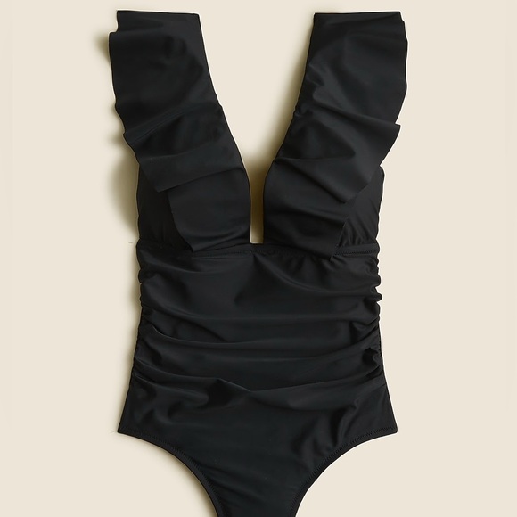 J. Crew Ruched Ruffle One-Piece Swimsuit - Picture 1 of 1